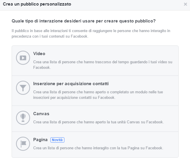crea pubblico scegli pagina personalizzato interazioni con la pagina per le campagne di retargeting di claudio lombardi